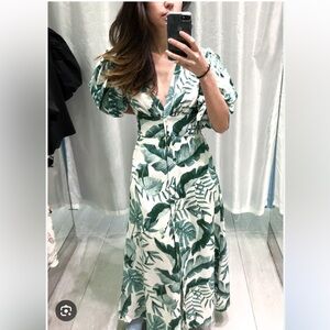 Johanna Ortiz x H&M Green Leaf Print Maxi Dress, XS